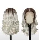 Ombre Platinum Blonde 13×6 HD Lace Front Wigs Synthetic Glueless Pre Layered ...