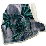 Cool Fantasy Design Ocean Cliff Jade Dragon Throw Blanket