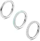 3 Pcs Surgical Steel Nose Rings Hoop for Women 18G 16G Clicker Hinged Segment Se