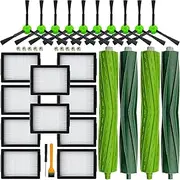 Replacement Parts for iRobot Roomba i3 i3+ i4 i4+ i5 i5+ i7 i7+ i8 i8+ j5 j5+ j7 E5 E6 E7 e, i, and j Series Robot Vacuums Replenishment Kit 2 Set Rubber Brushes,10 Vacuum Filters,10 Side Brushes