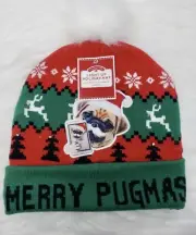 Holiday Time Light Up Holiday Beanie Hat Merry Pugmas Red Green NEW