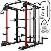 Goimu R1-V4 Power Cage Rack, 2000LB Squat Rack with Cable Crossover System, Multi-Function Weight Cage, Home Gym Workout Machine with More Training Attachments