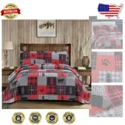 Soft Microfiber Bear Patchwork Bedspread Set – Full/Queen Rustic Elegance