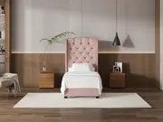 My Style Winged Headboard & Slimline Base - Single / Rosewater / Drawer Base
