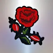 Rose Patch — Iron On Badge Embroidered Motif — Flower Flowers Applique