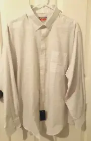 NEW VAN HEUSEN Mens Traveler L/Sl Button Down Dress Shirt-White-Sz 18 34/35