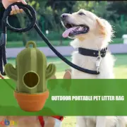 Dog Poop Pickup Bags Holder Dispenser Cactus Storage Portable Outdoor Container