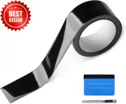 High-Gloss Black Vinyl Wrap 2"x30' for Chrome Delete Window & Door Trim + Tool