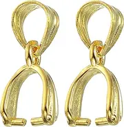 uxcell 2Pcs 925 Sterling Silver Pinch Bail, 13mm Pendant Clasp Pendant Bail Connector Pinch Clip Bail Clasp for Jewelry Making Supplies Bracelet Necklace DIY Craft, Gold