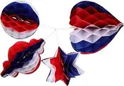 Independence Day Decor July 4th Honeycomb Ball Pendant Patriotic American Flag Party Decorations Pom Poms