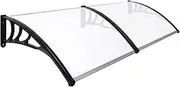 Mountview Window Door Awning Canopy Transparent PC Panel with Black Bracket Outdoor Door Canopy Sun Shade Shelter, Patio Terrace Garden Baconly Porch Shield Rain Snow Eaves Cover Protector,1mx2.4m DIY