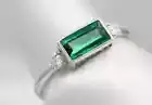 2Ct Emerald Cut Lab-Created Green Emerald Engagement Ring 14K White Gold Plated