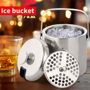 3L Ice Bucket with Lid Tong Champagne Beer Wine Drink Cooler Bar Party Stainless