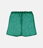[Oseree] Oséree Gem crystal-embellished cotton and silk shorts AU 12 green