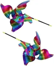 Kisangel 2Pcs Colorful Garden Windmill Lovely Pinwheels for Outdoor Decoration Creative Wind Spinners for Party Favors and Bird Durable and Long Lasting