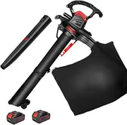 ASSYA 2-in-1 Garden Cordless Leaf Blower and Vacuum with 6 Speed ​​Adjustment, Battery-Powered Leaf Collector, Suitable for Garden, Workshop and Home Use