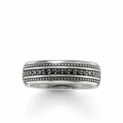 TR2004M66 THOMAS SABO SILVER BEADED LINE BLACK CZ RING