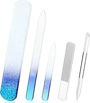 5 Pcs Glass Nail File Set Callus Remover Foot Rasp Manicure Tool Include 2 Crystal Glass Nail and 1 Foot File 1 Cuticle Pusher One Nano Shiner Buffer Polisher