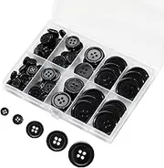 Lilaly 100 pcs Buttons for Crafts Buttons, Button DIY Buttons, Mixed Sewing Buttons, 5 Sizes of Black Round Mixed Buttons Suitable for for Crafts, Coats, Shirts, Pants, Shorts and More (Black)