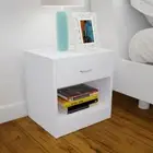 2 PCS Bedroom Nightstand Bedside Cabinet Drawer Storage Stylish Side Table White