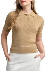 Rhone Birdie Rib Polo Sweater in Pebble Tan at Nordstrom, Size X-Large