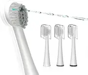 Replacement Brush Heads for Waterpik Sonic Fusion 2.0 - Flossing Toothbrush Head for Water pik with Color-Coded Rings & Hygienic Caps - 3 Pack White Soft Bristles