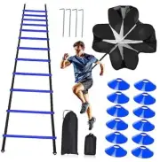 Pro Speed & Agility Training Set—Includes 12 Rung 20ft Adjustable Agility Blue