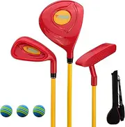 [PGM] Children's Golf Club Set - Can Hit Real Balls, Includes Wood, Iron, and Putter Clubs, Great for Beginner Boys and Girls, Instructional Training Set