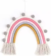 Handmade Rainbow Ornament Boho Rainbow Tassels Balls Kids Room Wall Hanging Decor Girls Room Ornaments (Color : A, Size : Mcode)