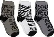 [Jefferies Socks] Little Girls' Animal Print Triple Treat Socks (Pack of 3)