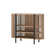 Ailani Wooden Sideboard Buffet Unit Storage Cabinet 3-Tier Shelves 120cm Slat Oak