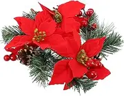 RORPOIR Christmas Wreath Mix Pine Cones Fall Ornaments for Painted Christmas Tree Decorations Wreaths Focal Cones Strands Needle Ornaments Red PVC Pine Needle Flannel Flower Berry String