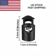25 / 50 / 100 Plastic Black Cord Locks Stoppers Toggles End