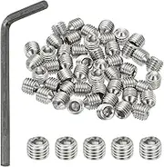 uxcell 1/4-28x1/4 Internal Hex Socket Set Grub Screws, 50 Pcs 304 Stainless Steel Cup Point Set Screw with Hex Key Wrench for Door Handles Bathroom Fixtures