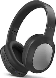 Nokia E1200 ANC Wireless Bluetooth Headphones Over Ear, Headset with Micphone, ANC Noise Cancelling, Connect 2 Devices Simultaneously, 50 Hours Playback, Wired Wireless, AUX, Foldable, Black