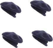 [OATIPHO] 4pcs Beret Hat Men Women Knit Beret for Women Large Head Wide Brim Soft Comfort Outdoor Activity Hat