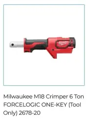 New. Milwaukee M18 Crimper 6 Ton FORCELOGIC ONE-KEY (Tool Only) 2678-20