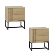 Oikiture Set of 2 Bedside Tables Side Table Bedroom Storage Nightstand Metal