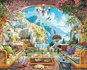 Ceaco - EZ2Hold - Dominic Davison - Mediterranean Terrace View - 1000 Piece Jigsaw Puzzle for Adults - Challenging Puzzle Perfect for Game Nights - Finished Size is 30 x 24