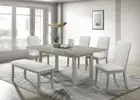 Contemporary 6pc Dining Room Set Extendable 18" Leaf Table Chair Bench Furniture