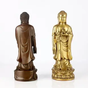 阿彌陀佛銅像 純銅 南無阿彌陀佛佛像擺件站像家居供奉客廳擺設