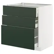 METOD / MAXIMERA base cabinet with 3 drawers, white/Havstorp deep green, 80x60x80 cm