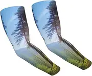 [FHEDVBN] National Parks Sunshine Trees Arm Sleeves Compression Arm Covers for Men Women Outdoor Sun Sleeves Cooling Sports Sleeve, Black