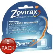 6 x Zovirax Cold Sore Cream Pump 2G
