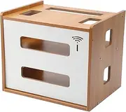 Zjyufy Bamboo Wifi Router Storage Box, Wood Cable Management Organiser Box, WiFi Router Desktop Storage Box, Power Strip Cable Management Hider Rack of Wires, Routers, TV Set-Top Boxes