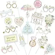 Cheerland 18 pcs Bridal Shower Selfie Props I Do Photo Props Hen Do Proposal Party Wedding Photo Booth Props Bachelorette Pastel and Gold