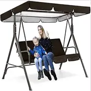 Patio Swing Canopy Replacement Top Cover & Swing Cushion Cover 3 Seater,Waterproof & Sunshade Replacement Canopy Top Cover for Garden/Patio/Poolside/Balcony Sw