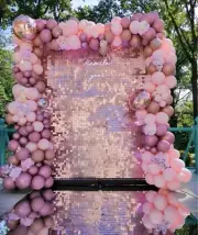 Shimmer Wall Decor-15 Pack Live Sequin Panels/Sequin Backdrop, Cupcake Pink