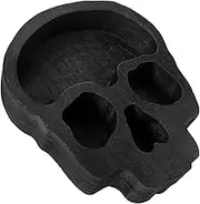 LABRIMP Skull Head Bowl Wooden Serving Dishes Halloween Decor Snack Plate Decorative Candle Holder