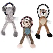 3 PCS Pet Puppy Toys Dog Squeaky Toys Lion Monkey Elephant Plush Dog Chew Toys